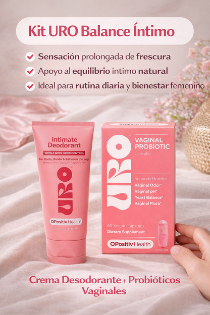 Kit URO Balance Íntimo – Crema Desodorante + Probióticos Vaginales en Super Oferta | Frescura y Equilibrio Diario 💗